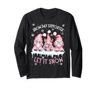 Snow Day Supporter Xmas Holiday Let It Snow Cute Three Gnome Long Sleeve T-Shirt