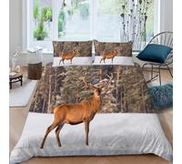 Snow Deer Super King Size Duvet Cover Set Plantation Animals Bedding 3D Soft Comfort Microfiber Quilt Cover 220x260 cm with Zipper Closure and 2 Pillowcases for Kids Teenager Adults K.809