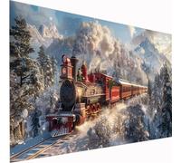 Snow Diamond Art Train 5D DIY Diamond Painting Kits for Adults & Kids Beginner, Full Drill Square Diamond Art Craft Set, Crystal DIY Embroidery Cross Stitch for Wall Decor Women Gifts 90x180cm Z1-441