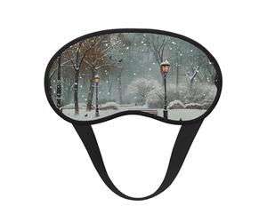 Snow Falling in The Park Print Blackout Sleep Mask for Women & Men, Zero Eye Pressure Eye Mask for Travel and All - Around Sleep