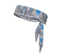 Snow Falling in The Park Print Head Tie Headbands Athletic Sweatbands for Men Women Head Tie Sport Bandana for Yoga Gym