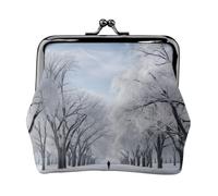 Snow Falling in The Park Print Vintage Leather Change Purse Elegant Small Coin Purse for Women Coin Pouch Wallet Mini