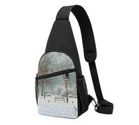 Snow Falling in The Park Printed Chest Bag Sling Bag for Men Women, Outdoor Crossbody Fanny Packs Hiking Chest Packs Sport Daypacks