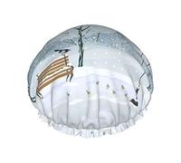 Snow Falling In The Park Printed Double-Layer Shower Cap, Reusable Shower Cap, Suitable For Various Hair Lengths