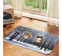 Snow Falling In The Parkprint Pet Absorbent Leather Tablecloth,Wipe Clean Quick Dry,Food Mat For Small Animals
