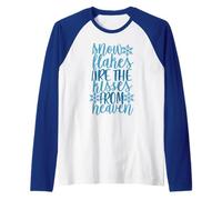 Snow Flakes are The Kisses from Heaven Winter Cold Weather Raglan Baseball Tee