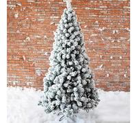 Snow Flocked Artificial Christmas Tree, Realistic Design, Sturdy Metal Stand & Easy Hinged Assembly Holiday Decor(4ft(120cm))