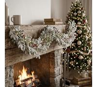 Snow-Flocked Artificial Cypress Garland 195cm Bendable Wire Core White | Crafted from plastic with snow-flocked pine branches For indoor and covered outdoor decoration Flexible wire for
