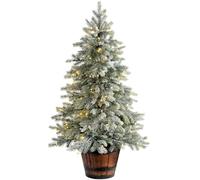 Snow Flocked Potted Christmas Tree with Dual LED Lights