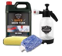 Snow Foam Plus 2L Pump up Snow Cannon Full Kit Inc Mitt & Drying Cloth Wash Detailing Valeting Kit For Car Van Caravan 5L Super Thick Pre Wash Pressurised Snow Cannon Lance (Orange)