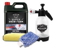 Snow Foam Plus 2L Pump up Snow Cannon Full Kit Inc Mitt & Drying Cloth Wash Detailing Valeting Kit For Car Van Caravan 5L Super Thick Pre Wash Pressurised Snow Cannon Lance (Coconut)