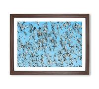 Snow Geese In Flight In Abstract Modern Art Framed Print | A2 Walnut Framed Wall Art | Ready to Hang | Abstract Landscape Picture | Living Room Bedroom Lounge Office
