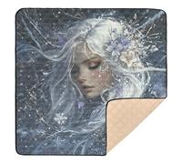 Snow Girl Fantasy Art Soft Padded Baby Playmat for Indoor Outdoor 1-Piecing Travel Play Mat for Baby Kids Toddlers Infants, 50'' x 50''