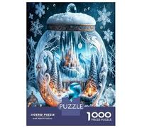 Snow Globe Castle 1000 Piece Classic Jigsaw Puzzle Winter Wonderland Magic Puzzle for Adults Thick Cardboard Impossible Hard Challenging Decompression Wall Decor Relaxation Creativity 52x38cm/1000pcs