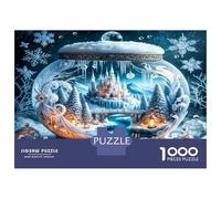 Snow Globe Castle 1000 Piece Jigsaw Puzzle Bundle Winter Wonderland Magic Jigsaw Puzzle Extra-Thick Cardboard Collector Mind Relaxation Travel Office Break Holiday 38x26cm/1000pcs