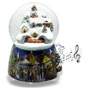Snow Globe Christmas Music Box | Mountain Landscape with Train | Base Winter Landscape Polyhouse | with Music | Height: 14 cm W: 10 cm | Shaking Ball | 20063