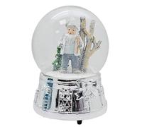 Snow Globe Christmas Music Box | Santa Claus in Winter Forest | Silver Base | Height: 140 mm, Width 100 mm | with Music | Shaking Ball with Christmas Melody Silent Night | 20074