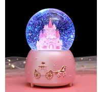 Snow Globe Crystal Ball Music Box Rotating Musical Box with Colorful Lights Castle Melody Musical Artware Dreamy and Exquisite Desktop Ornament for Birthday Christmas Thanksgiving Present