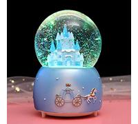 Snow Globe Crystal Ball Music Box Rotating Musical Box with Colorful Lights Castle Melody Musical Artware Dreamy and Exquisite Desktop Ornament for Birthday Christmas Thanksgiving Present