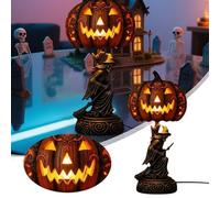 Snow Globe Flameless Candle with Timer, Battery Operated Lamp Skeleton Hand Candle Holder Yellow Light Glittering Water Halloween Table (Bats, 4" x 10") Volcano Lamp (Grey, 16cm)