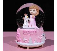 Snow Globe for Kids with Music, VECU 3.14 Inch Little Girl Llluminated Automatic Snow Home Decor for Girls Kids Gift, Musical, Resin/Glass (Large/Pink)