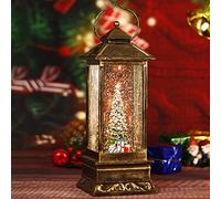 Snow Globe Lantern Decorations, Musical Snow Globe Lantern with Swirling Glitter, Christmas Tree Lighted Decorations for Home