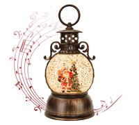Snow Globe Lighted Christmas Decorations Christmas Snow Globe Lantern with Musical Retro Style Holiday Glitter Globe for Xmas Home Decoration Gifts
