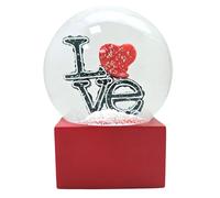 Snow Globe Love with Heart | Lettering Love on Base Red Corner | Glass Shake Ball | Height 12 cm, Width 10 cm | Gift Valentine's Day Partner Day | 10006