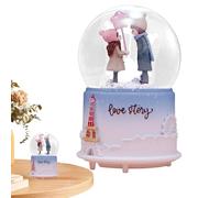 Snow Globe Music Box - Romantic Snow Globe with Heart Design, Love Themed Collectible Snow Globe | Perfect Gift for Valentine's Day, Elegant Keepsake for Couples, Snow Globe for h