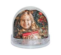 Snow Globe, Photo Frame Glitter Globe Ornament Dome holds 2 x 62 x 70 mm photos, Clear Base, Glitter (Silver) - Ideal Personalised Gifts, Father's Day Presents