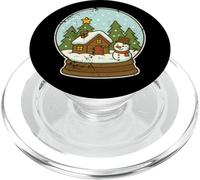 Snow Globe Winter Cabin And Snowman PopSockets PopGrip for MagSafe
