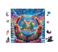 Snow Globe with Cottage 100 Pieces Jigsaw Puzzles For Men Educational Decompression Adults Anxiety Memory Care Mothers Valentines Cardboard 28x28cm