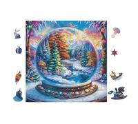 Snow Globe with Winter Scene 100 Pieces Jigsaw Puzzles For Men Educational Decompression Adults Anxiety Memory Care Mothers Valentines Premium Cardboard 28x28cm