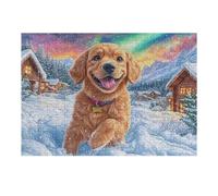 Snow Golden Retriever 300 Pc DIY Jigsaw Puzzle Puzzles for Adults Teens Hard Challenging Team Building Stress Reducing Autumn Premium Quality Material 300 PCS