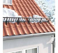 Snow Guard Support Black Steel 29.5 x 3 x 34.5 cm Pack of 6 Weatherproof Roof Snow Barrier with Corrosion Resistant Powder Coating for Safe Snow Retention on