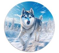 Snow Husky 1000 Piece Round Puzzle Jigsaw for Adults Animal Jigsaw Unique Difficult Near Impossible 1000pcs (67.5x67.5cm)