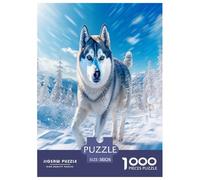 Snow Husky Jigsaw Puzzles Puzzles for Adults Kids. 1000 Pieces Great Gifts Challenge Toy Educational Games Home Decoration for Educational Games Gifts 38x26cm/1000pcs