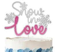 Snow in Love Cake Topper - Glitter Snow in Love Bridal Shower Decorations for Winter Themed Party Supplies