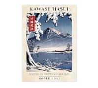 Snow In Tagonoura Bay Traditional Woodblock Poster, Ukiyo-e Art Prints, Japanese Wall Art, Scenic Landscapes Home Decor, A5 (Print Only) - 21x14.8cm