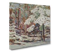 Snow In The Woods by Tom Thomson Classic Painting Canvas Wall Art Print Ready to Hang, Framed Picture for Living Room Bedroom Home Office Décor, 14x14 Inch (35x35 cm)