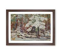 Snow in The Woods by Tom Thomson Framed Print | A2 Walnut Framed Wall Art | Ready to Hang | Modern Landscape Picture | Living Room Bedroom Lounge Office