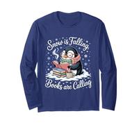 Snow is Falling Books are Calling Penguin Design Long Sleeve T-Shirt