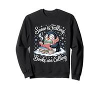 Snow Is Falling Books Are Calling Penguin Design Sweatshirt