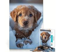 Snow Labrador Retriever Jigsaw Puzzles for Adults1000 Piece Brain Teaser Home Leisure Image Assembly Birthday Gift (38x52cm)