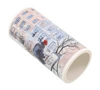 Snow Landscape Washi Tape, 200x8x0.01cm City Architecture Scenery Tape | Washi Paper, Twilight Gradient, Snow Embellishment, Clouds and Silhouettes, Repositionable, Easy-to-Tear, Writable, Cyclical