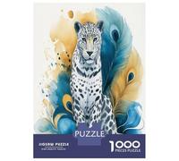 Snow Leopard 1000 Piece Jigsaw Puzzle Paper for Adults Blue Feathers Jigsaw Puzzle for Family Relaxing Gift 38x26cm/1000pcs