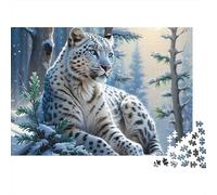 Snow Leopard 1000 Piece Jigsaw Puzzle Paper for Adults Snowy Forest Relaxation Focus 70x50cm/1000pcs