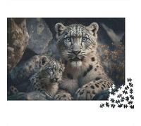 Snow Leopard母子 1000 Pieces Extra-Thick Cardboard DIY Jigsaw Puzzle, Cognitive Development & Rehabilitation Puzzle, Leisure Activity, Premium Quality Puzzle 38x26cm/1000pcs
