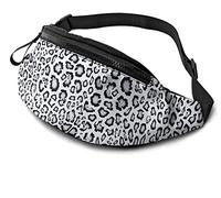 Snow Leopard Animal Skin Print Waist Bag with Headphone Hole Fanny Pack Adjustable Sling Pocket Unisex Running Belt Bag for Hiking Cycling Sports