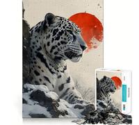 Snow Leopard Artwork Hard Jigsaw Puzzle for Adults 1000 Pieces Pure Logic Toy Home Activity Clean Cut Lovely Gift (38x52cm)